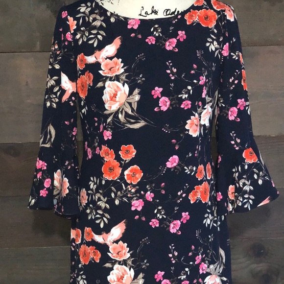 eliza j floral bell sleeve dress